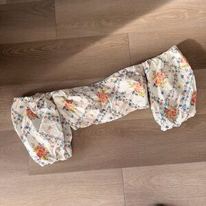 Miss Selfridge Cream Floral Off-Shoulder Top with Pink & Yellow Accents